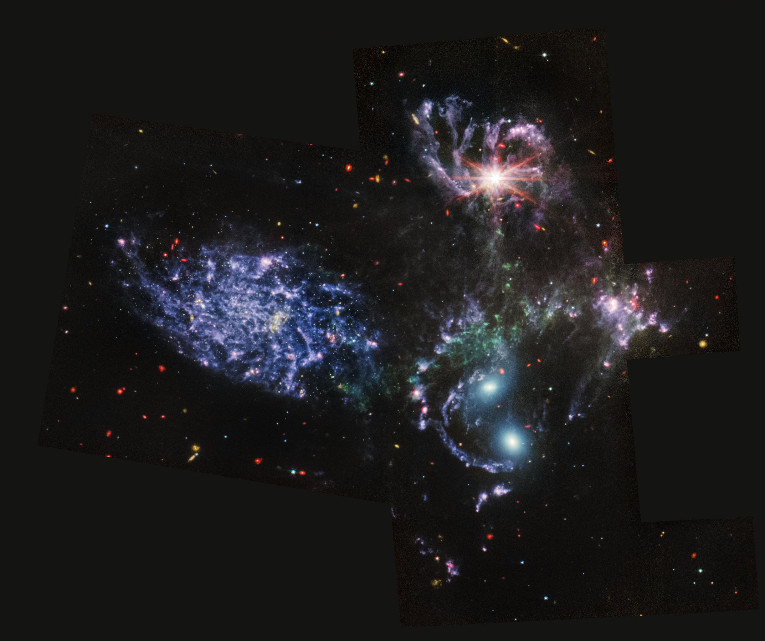 Stephans Quintet JWST NIRCAM and MIRI image